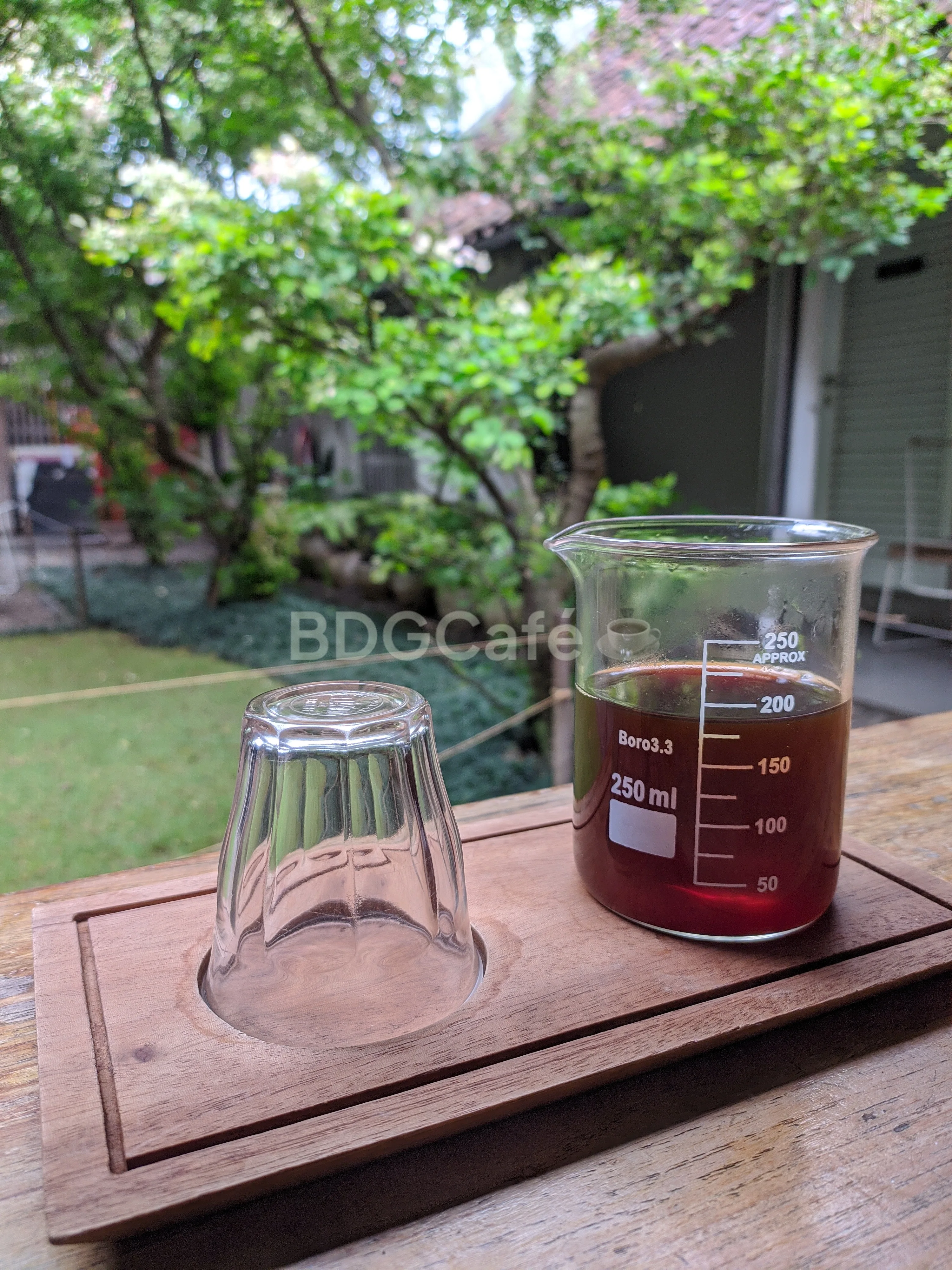 Manual brew yang disajikan di gelas yang unik